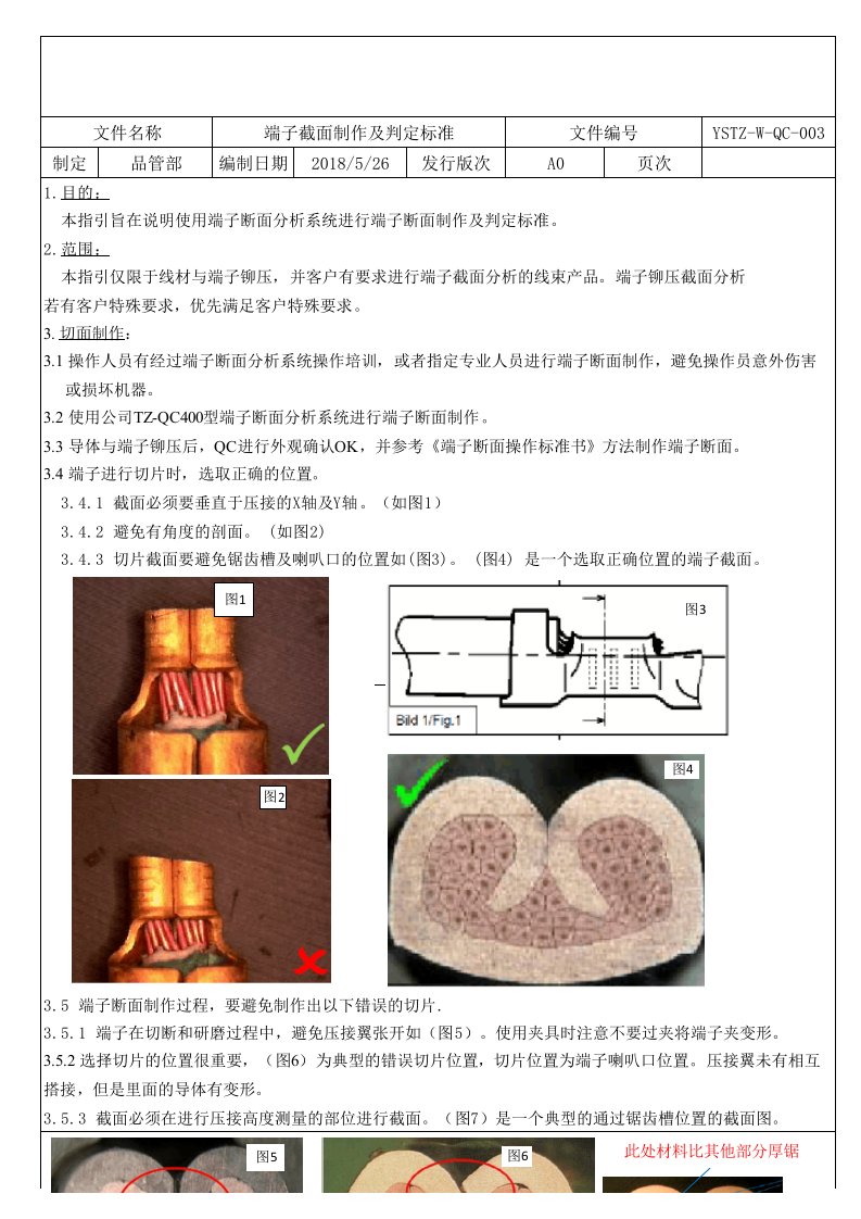 端子截面制做及判断标准