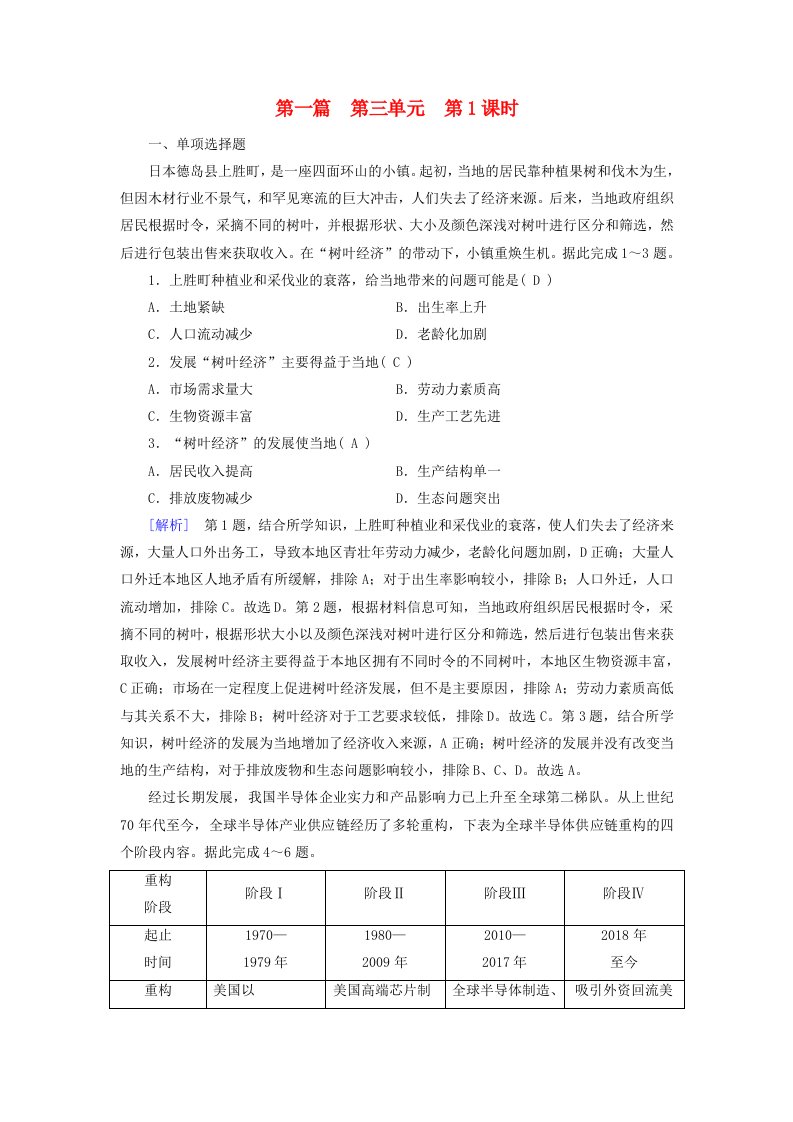 2024春高中地理区域地理第2篇世界地理第3单元世界地理分区和主要国家第1课时东亚与日本中亚课时作业