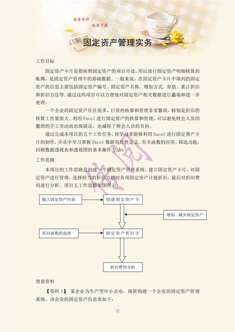 Excel在会计中的应用实训指导书：固定资产管理实务