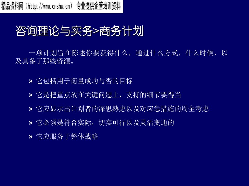 咨询理论与实务商务计划