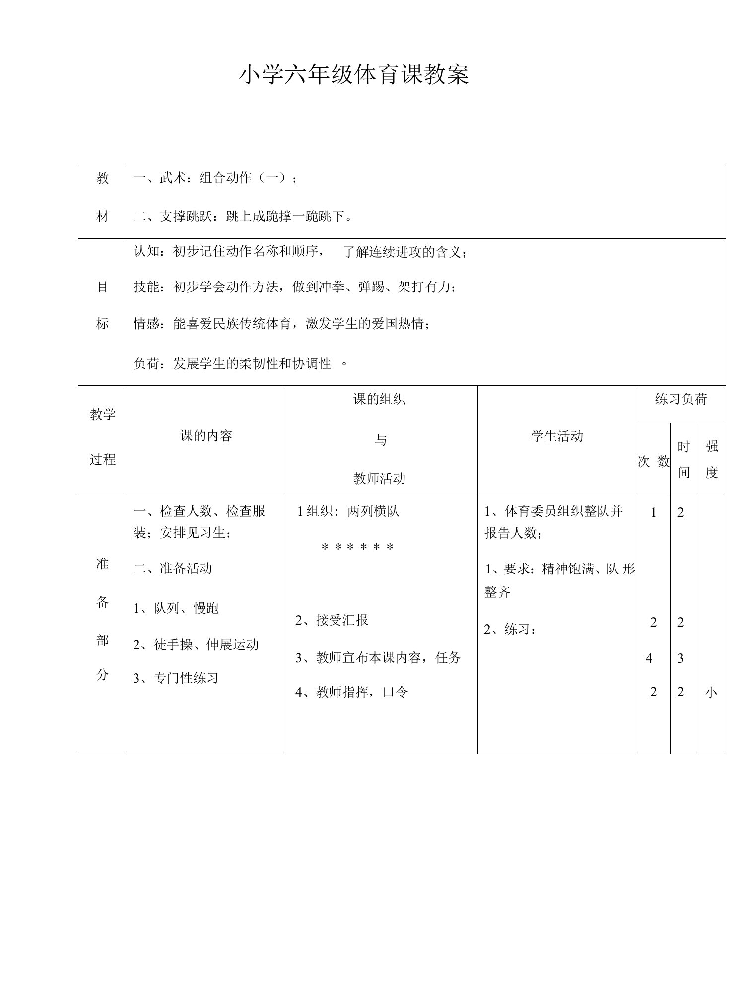 小学体育与健康人教5～6年级全一册第三部分体育运动技能小学六年级体育课教案