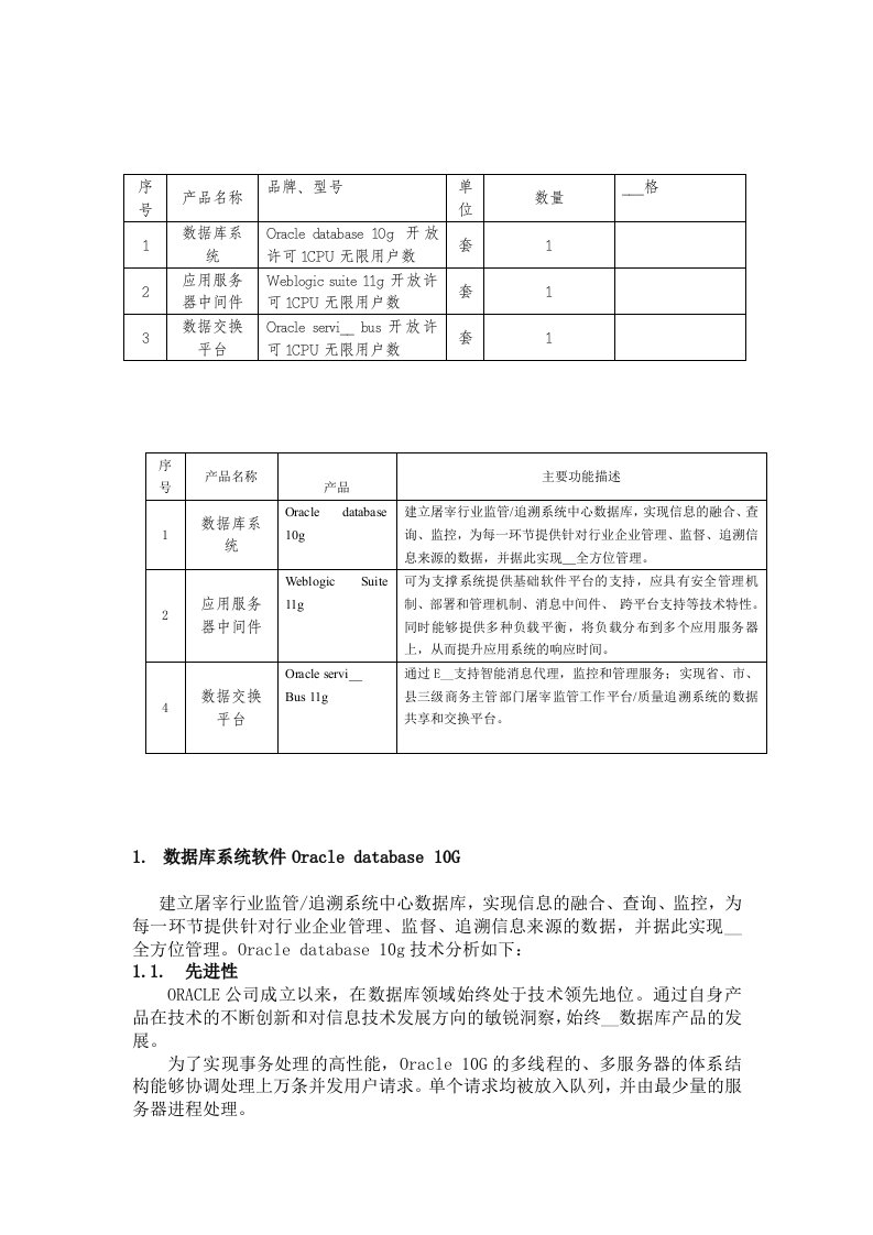 Oracle方案技术特性