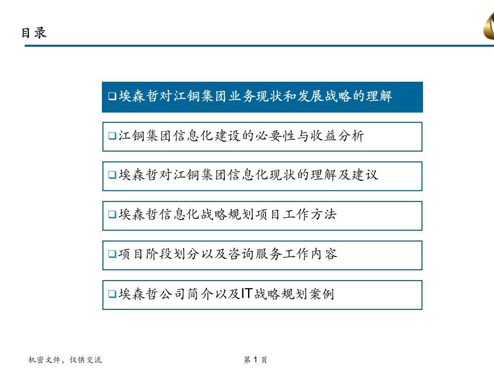 某铜业集团信息化规划建议书讨论稿