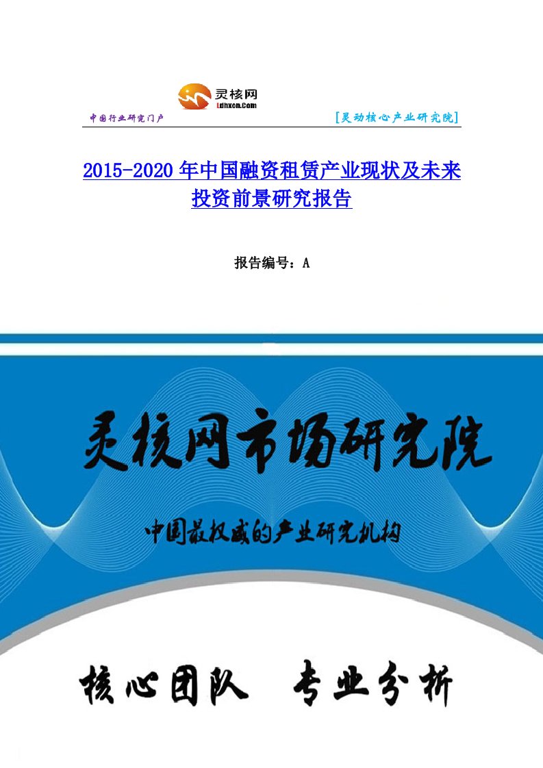 中国融资租赁行业市场分析与发展趋势研究报告灵核网