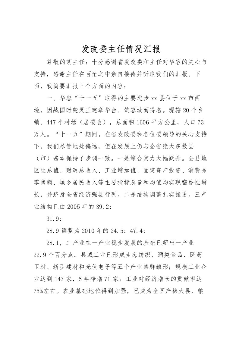 2022发改委主任情况汇报