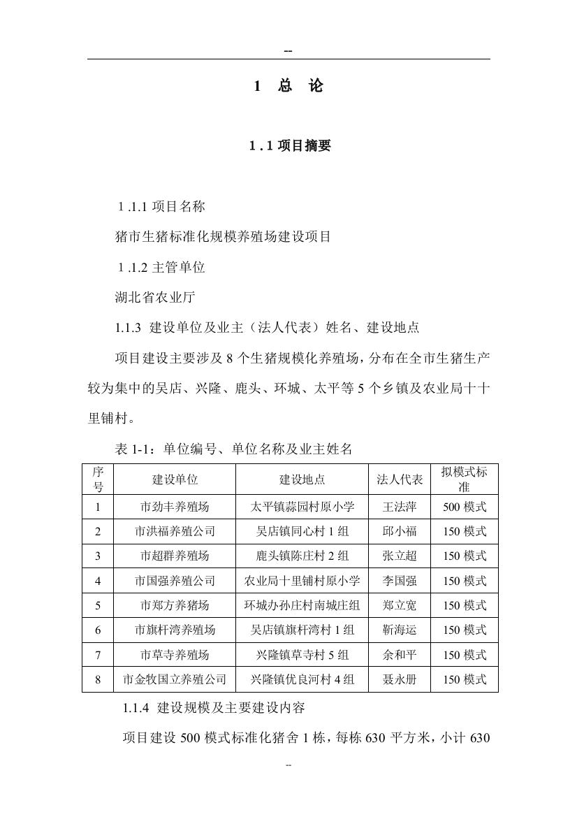 某某市生猪标准化规模养殖场建设项目可行性策划书