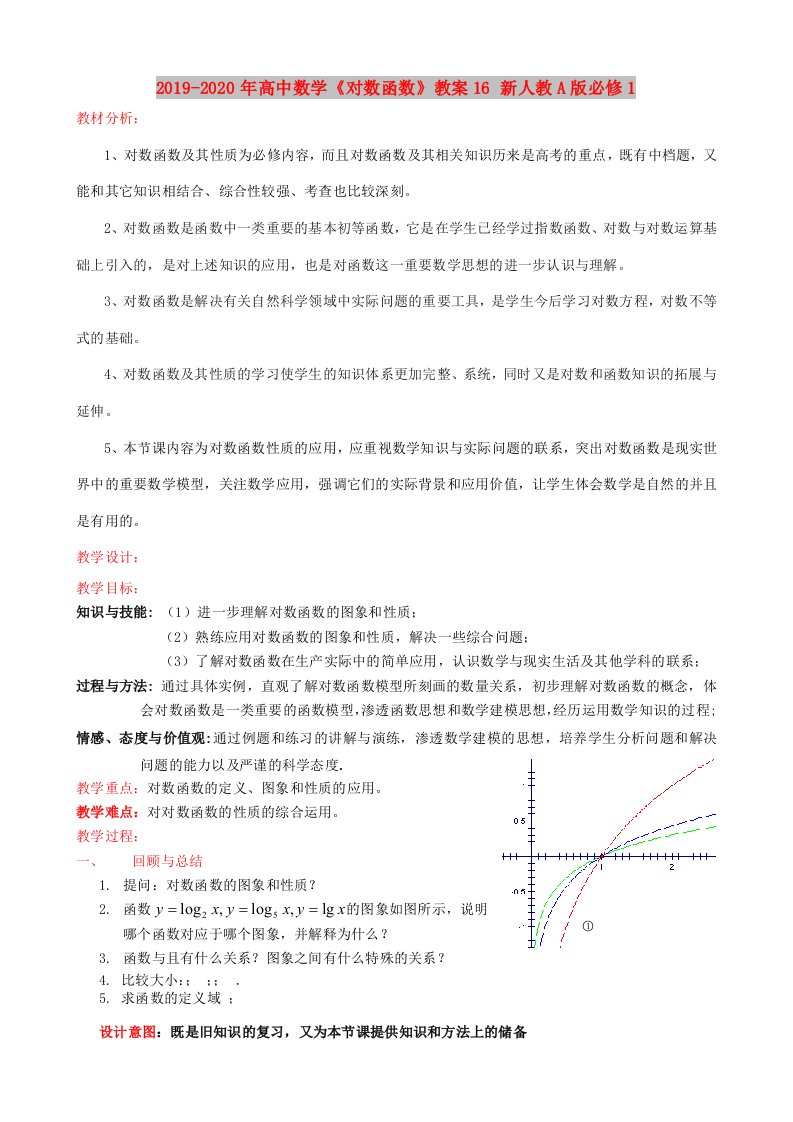 2019-2020年高中数学《对数函数》教案16