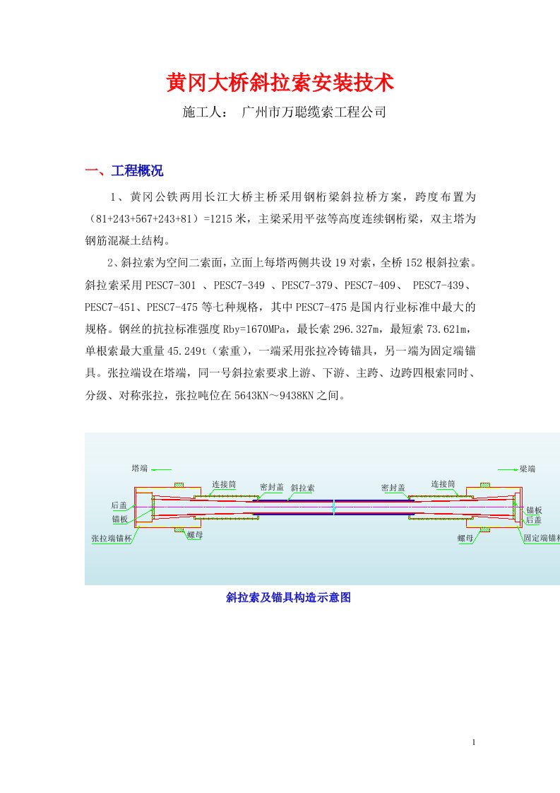 黄冈大桥斜拉索安装技术新