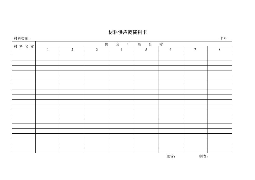 【管理精品】材料供应商资料卡