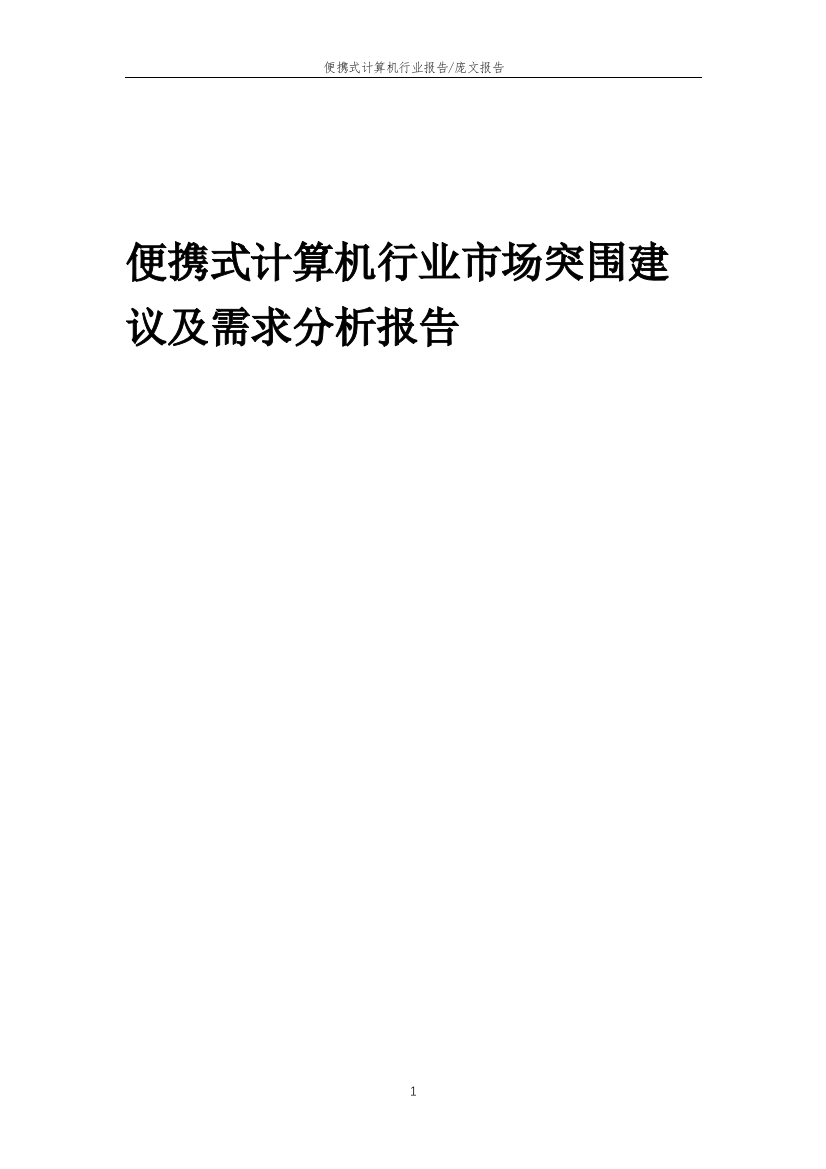 2023年便携式计算机行业市场突围建议及需求分析报告