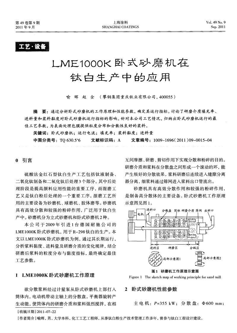 LME1000K卧式砂磨机在钛白生产中的应用