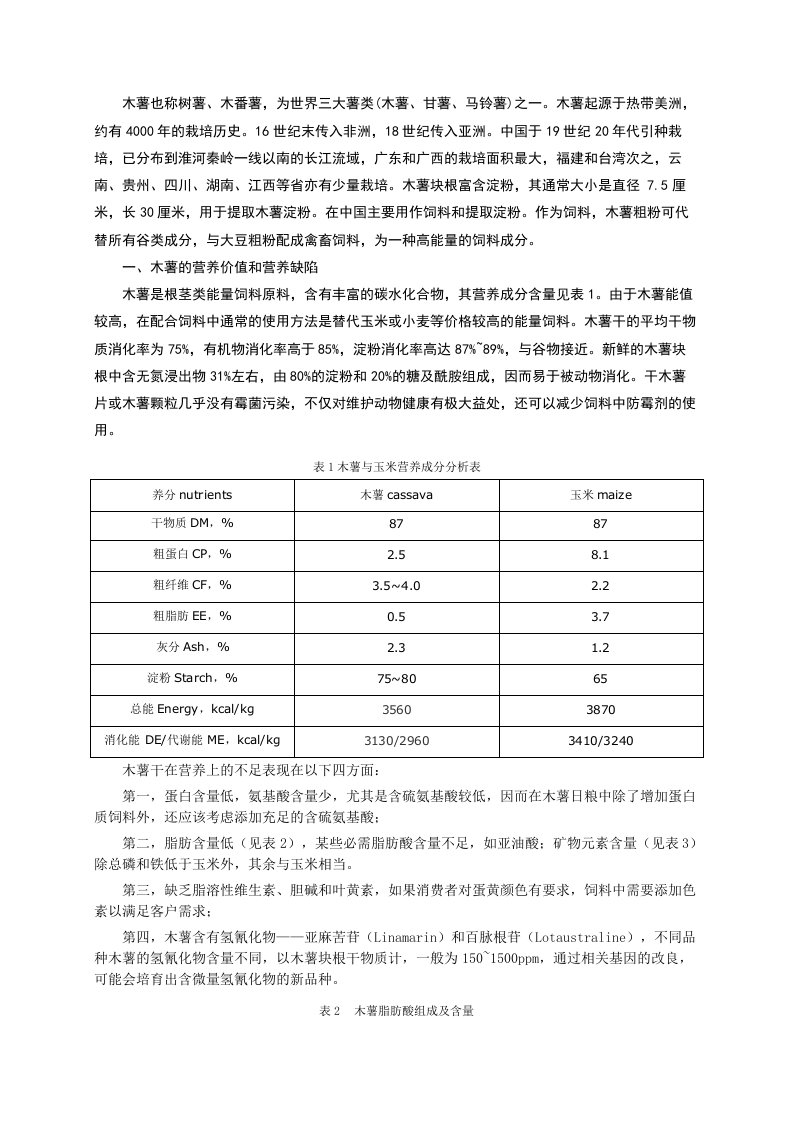 木薯在饲料方面的应用资料