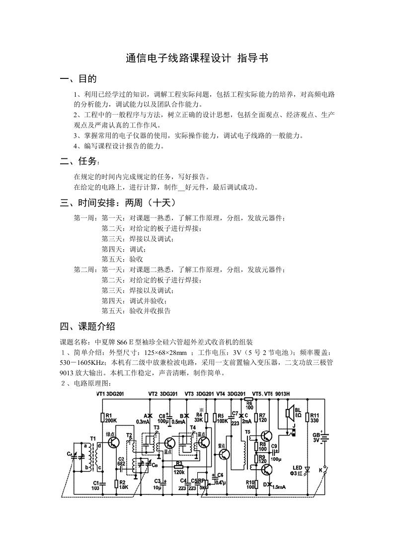 高频电子线路课程设计收音机的组装