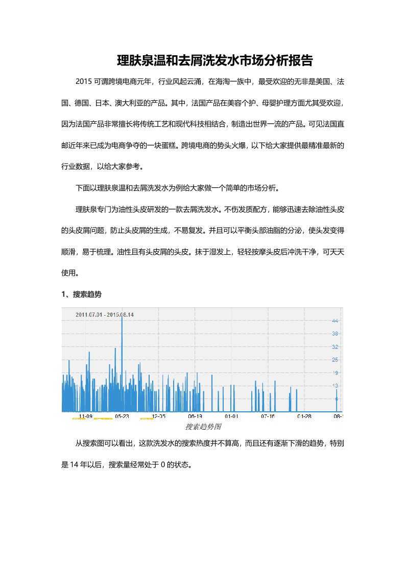 理肤泉温和去屑洗发水市场分析报告