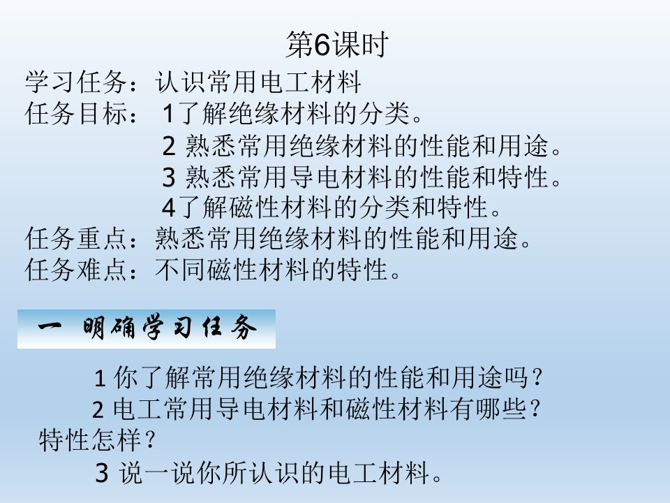 6课时-常用绝缘材料、导电材料