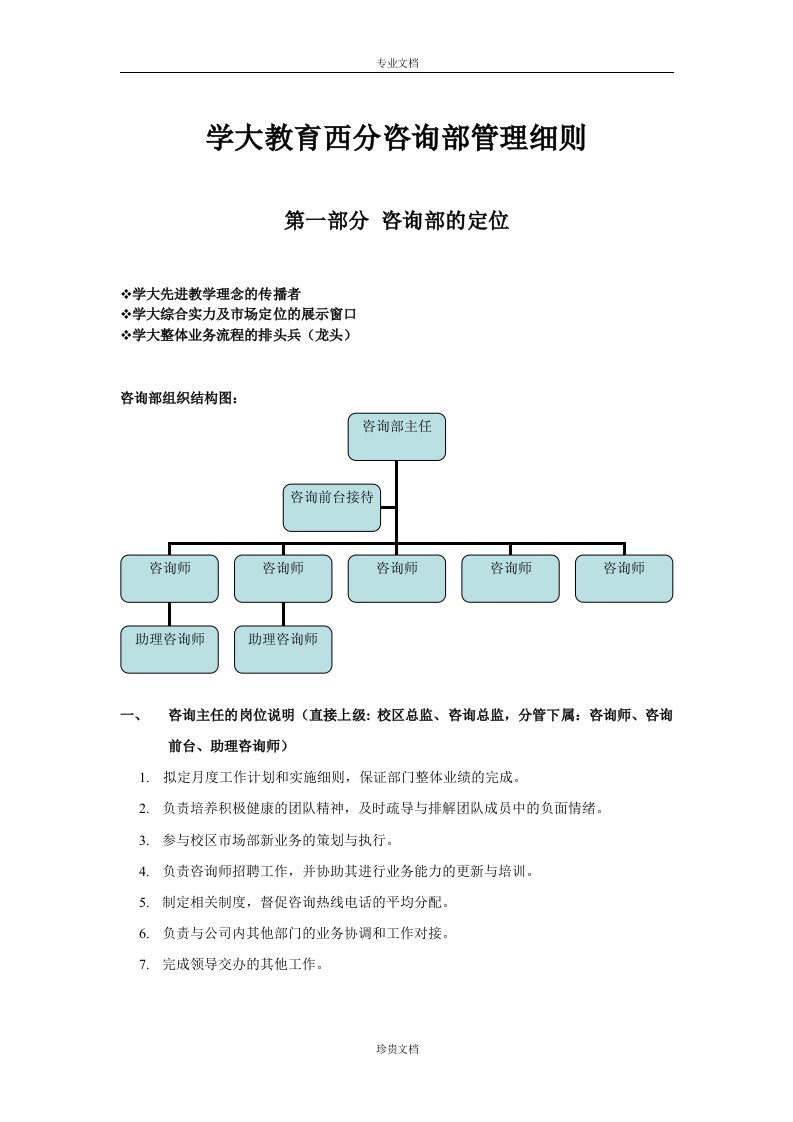 咨询部管理细则