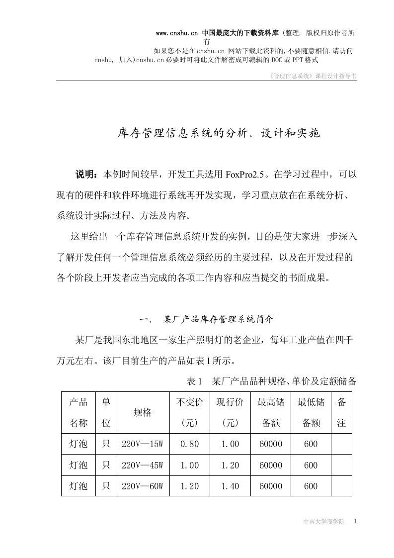 库存管理信息系统的分析（DOC