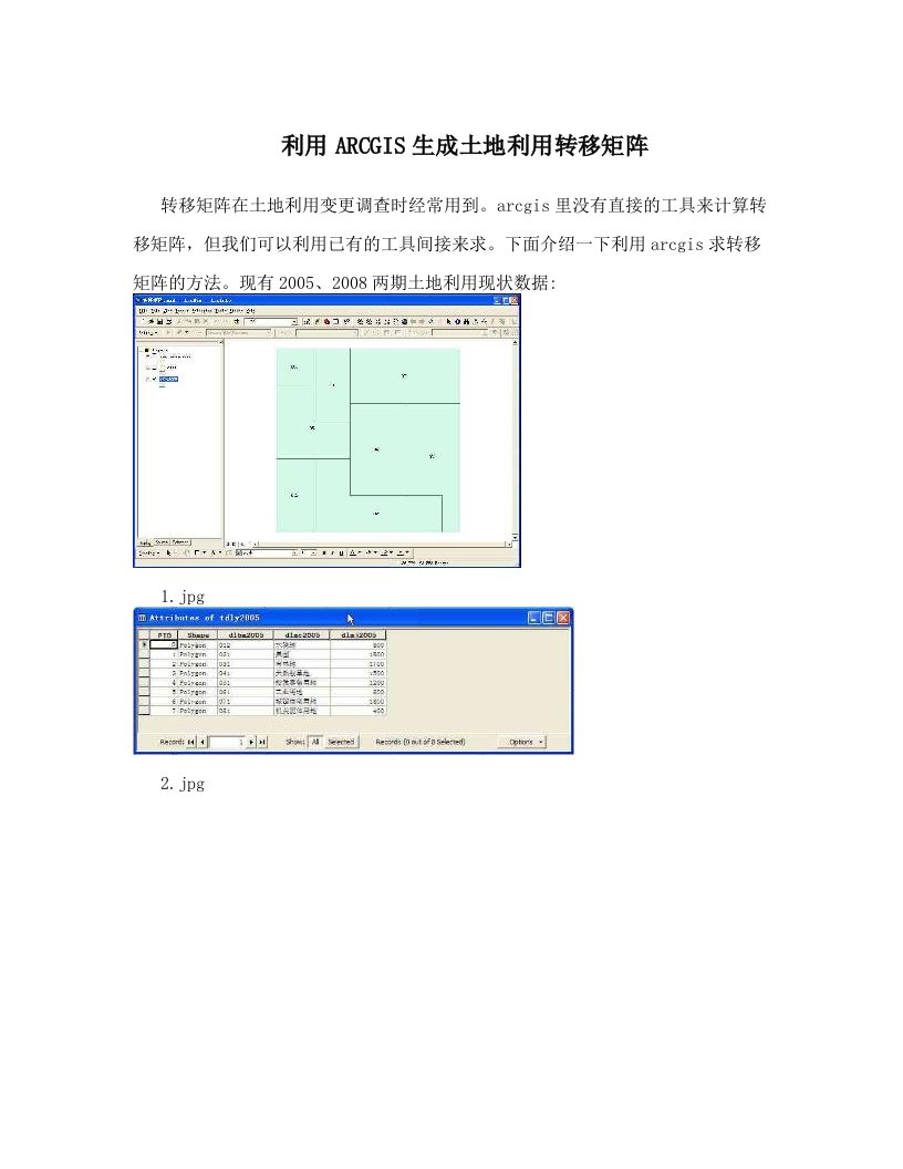 zcdAAA利用ARCGIS生成土地利用转移矩阵