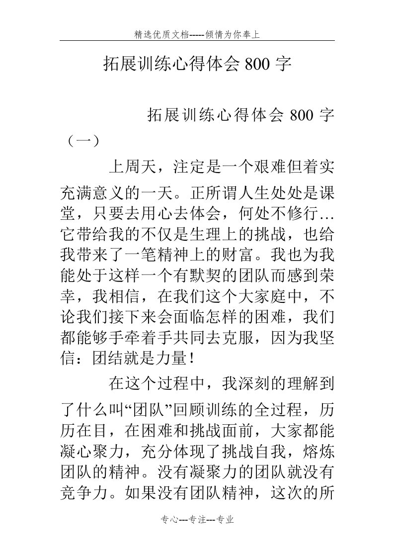 拓展训练心得体会800字(共5页)