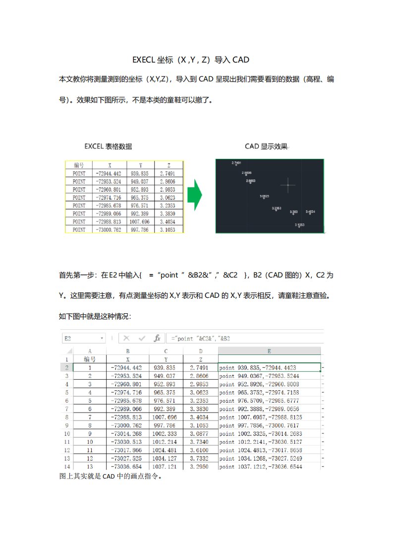 如何将Excel坐标导入CAD中,显示高程