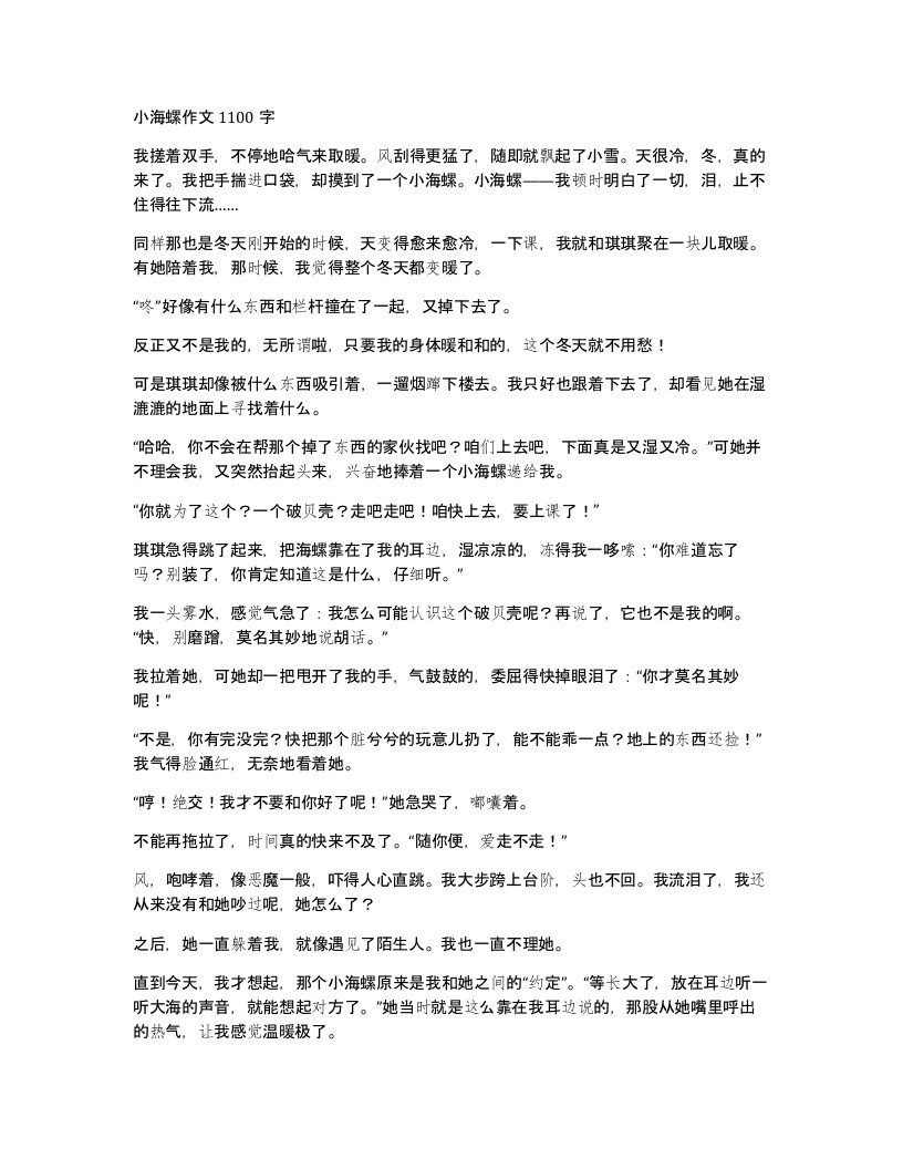 小海螺作文1100字