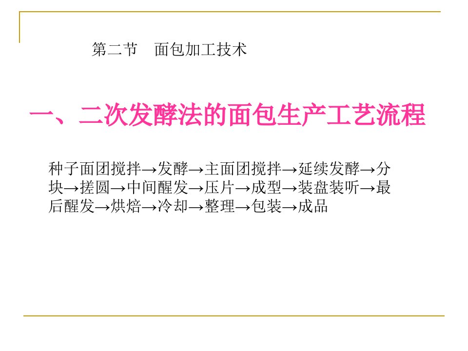 二次发酵法的面包生产工艺流程[1]