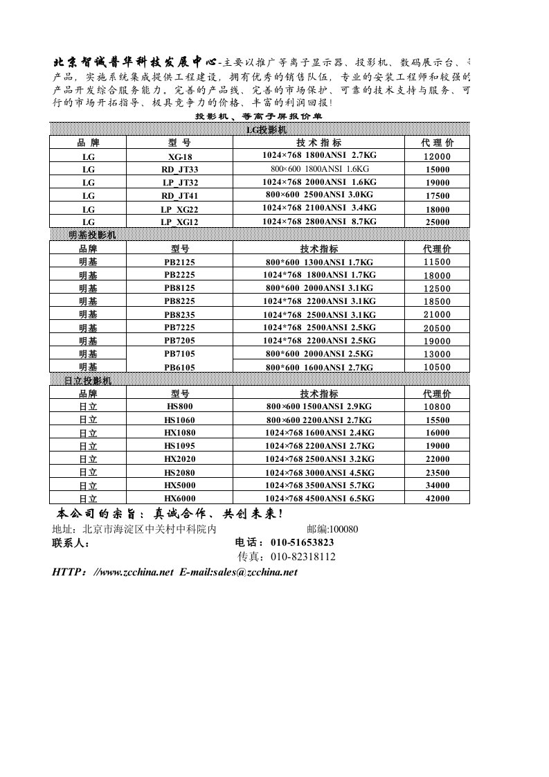 酒类资料-北京智诚普华科技发展中心主要以推广等离子显示器1