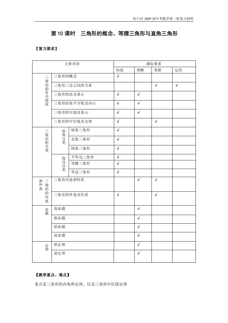 角形的概念、等腰三角形与直角三角形