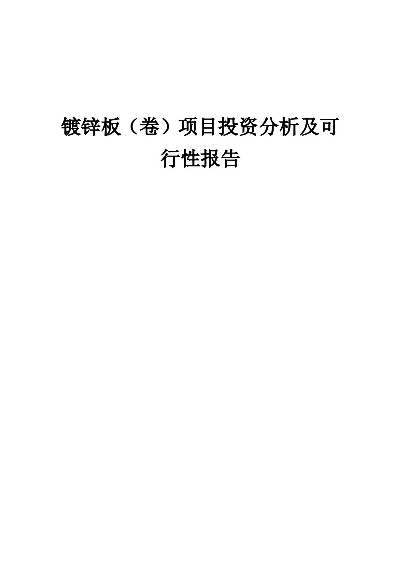 2024年镀锌板（卷）项目投资分析及可行性报告