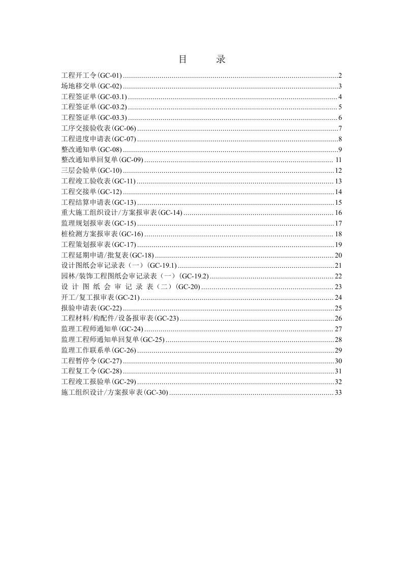 工程制度与表格-工程管理工程部统一表格34页