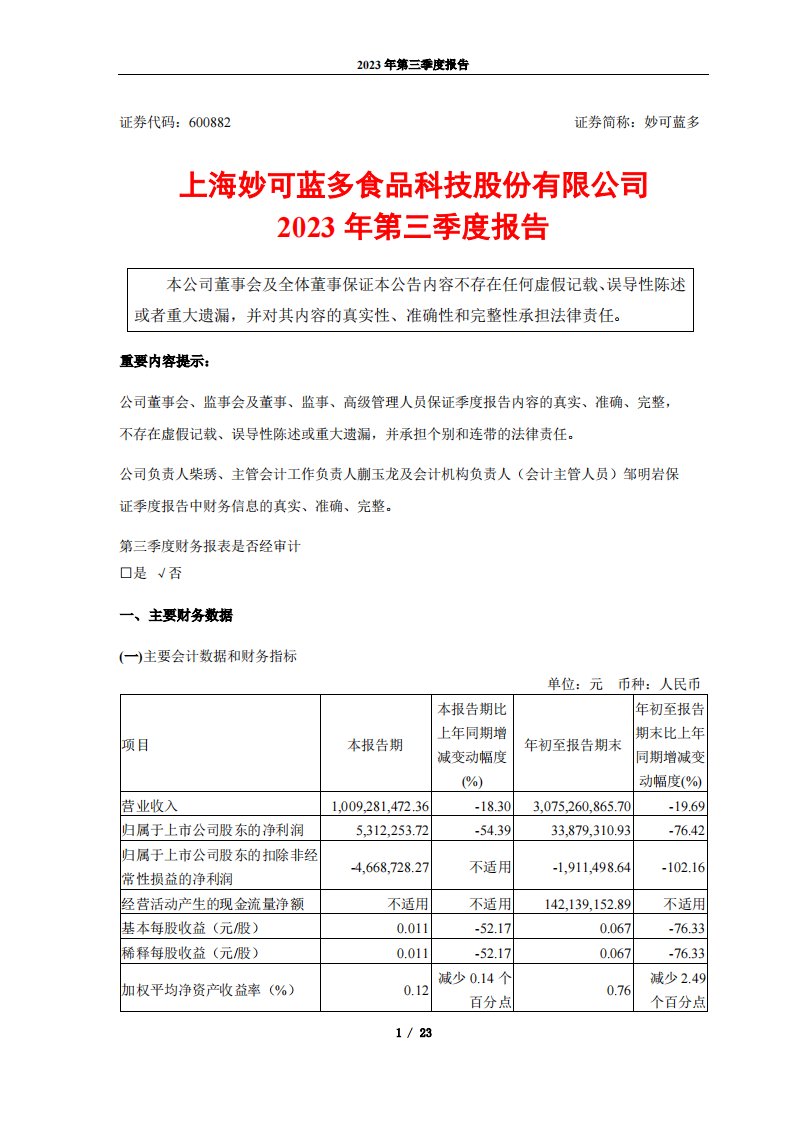 上交所-2023年第三季度报告-20231027