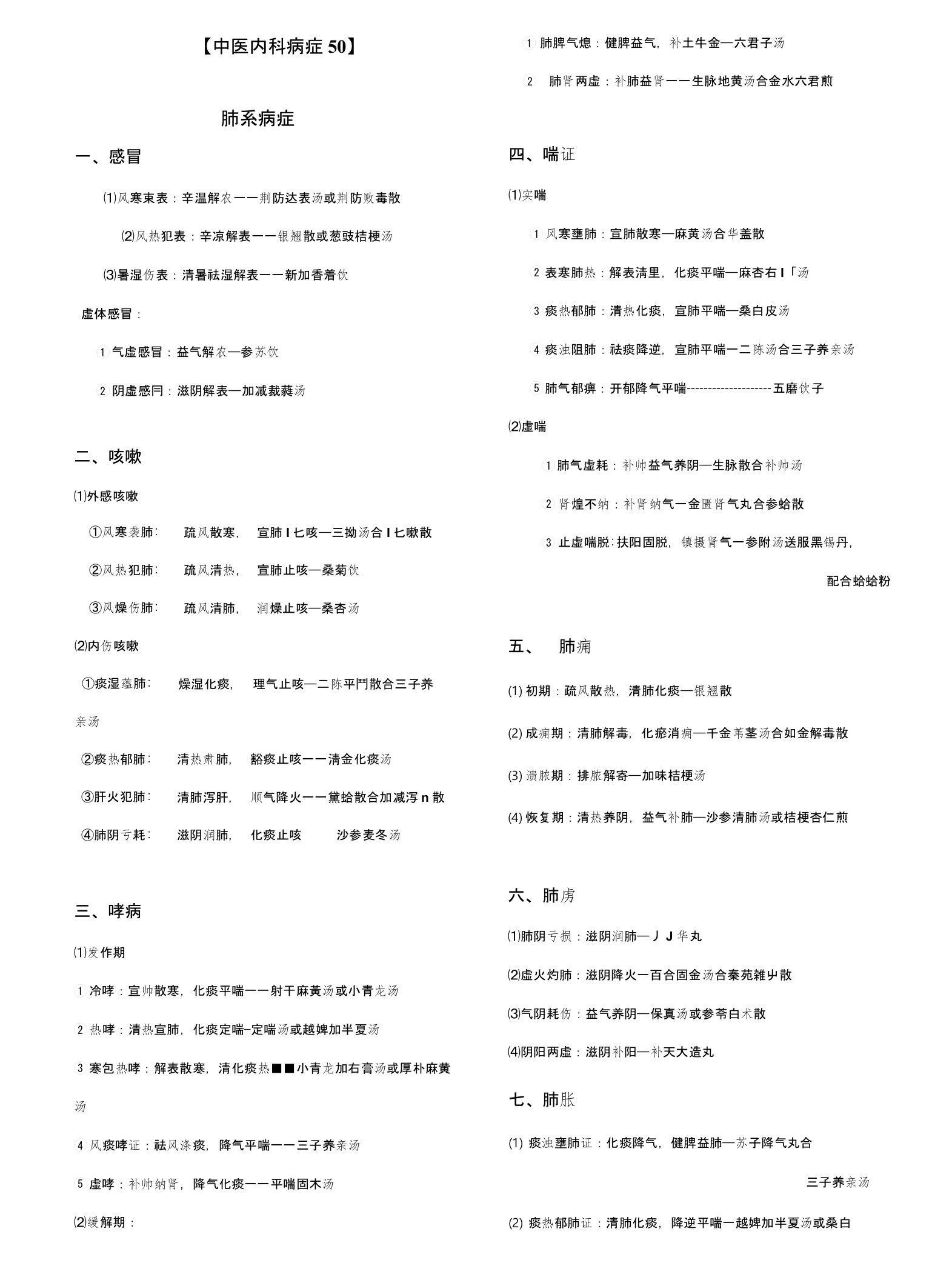 中医执业医师《中医内科学》辨证论治复习资料必备