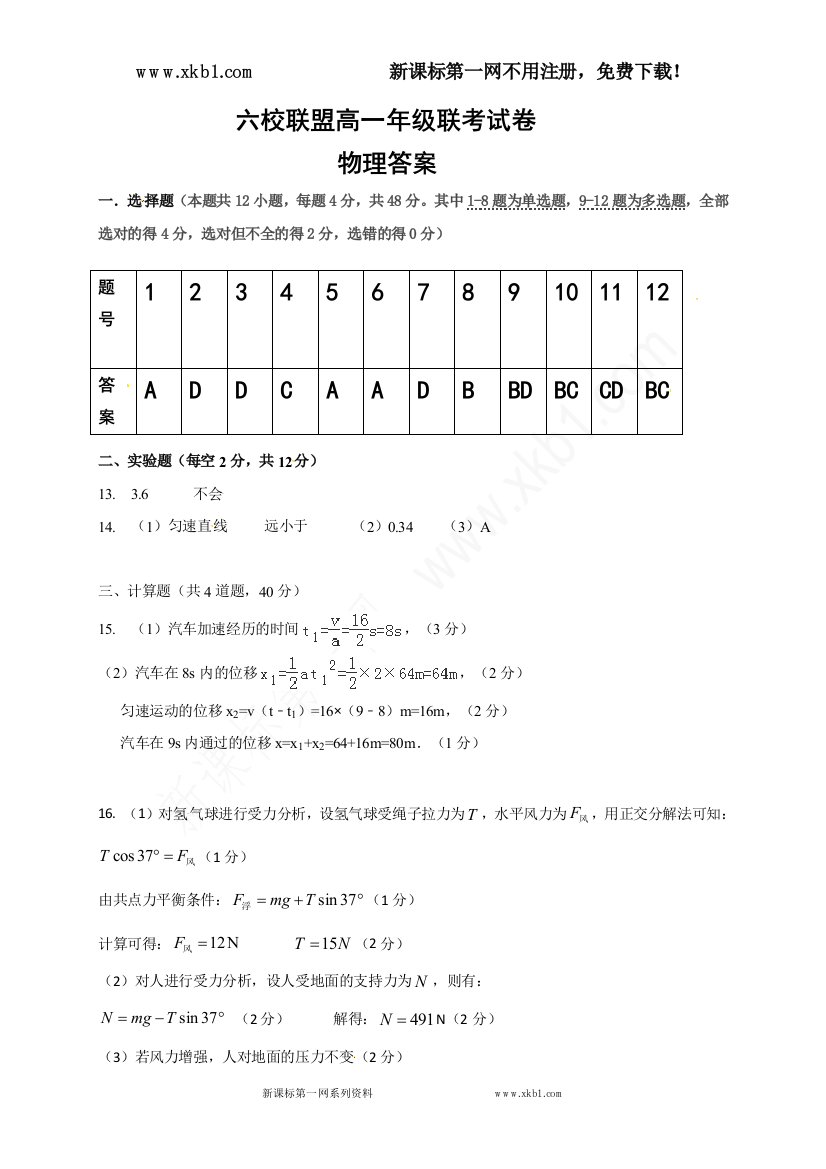 【小学中学教育精选】物理答案