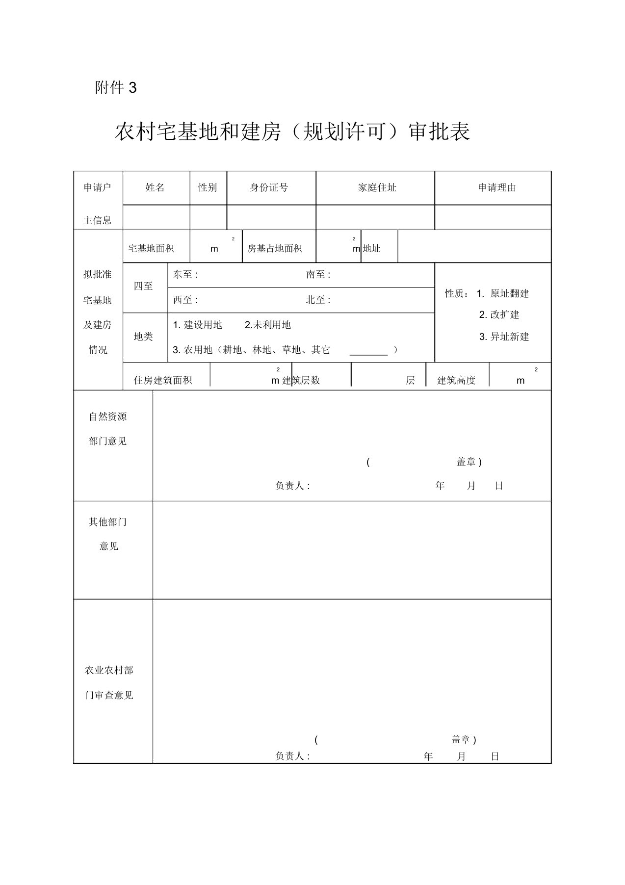 农村宅基地和建房审批表