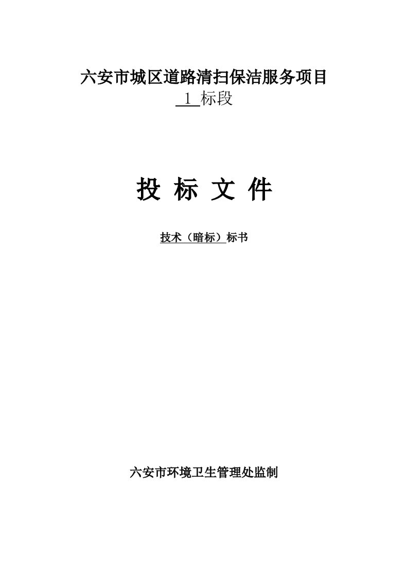 六安市城区道路清扫保洁服务项目招标技术标一1(暗标)