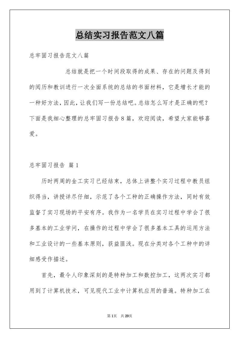 总结实习报告范文八篇