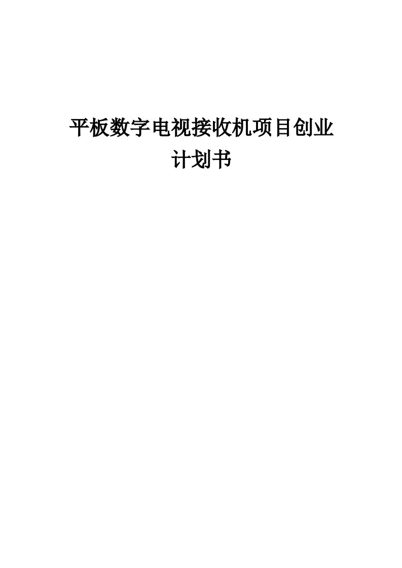 平板数字电视接收机项目创业计划书