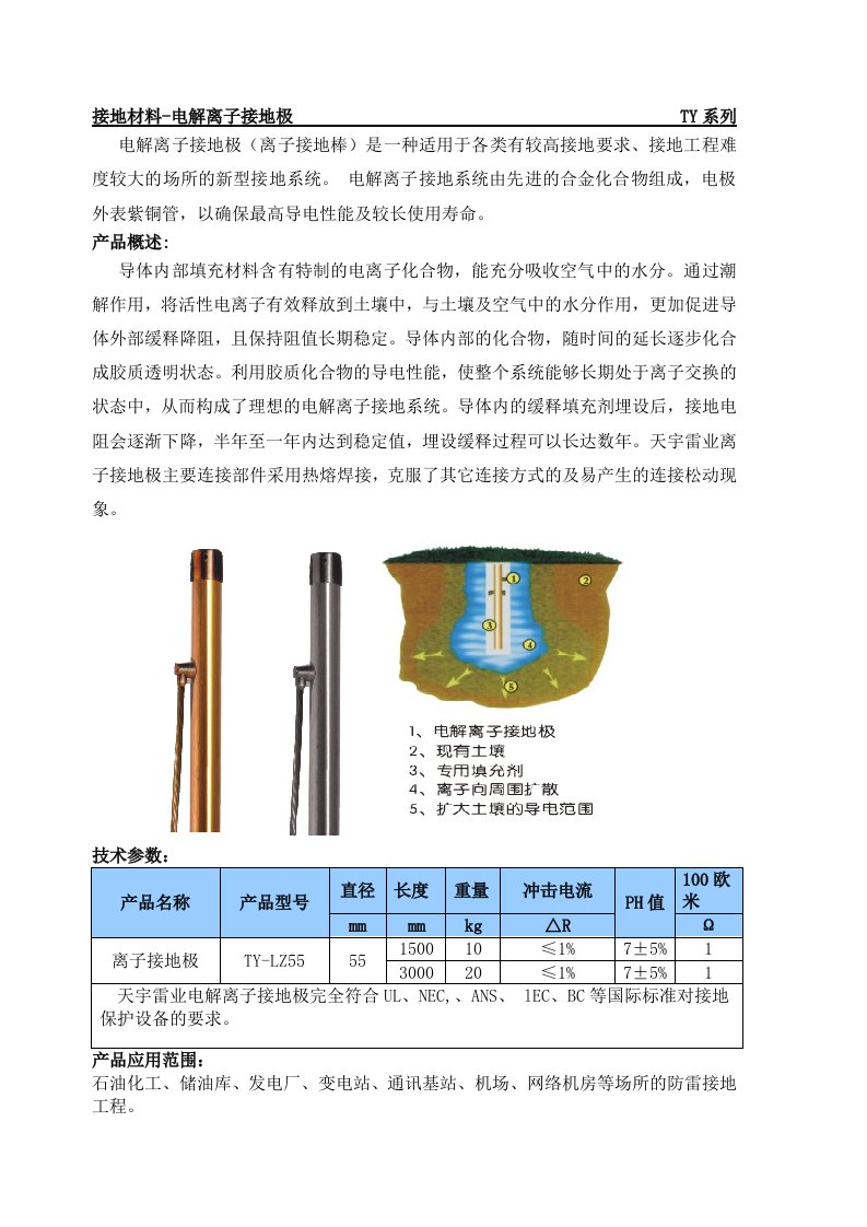 电解离子接地极说明书