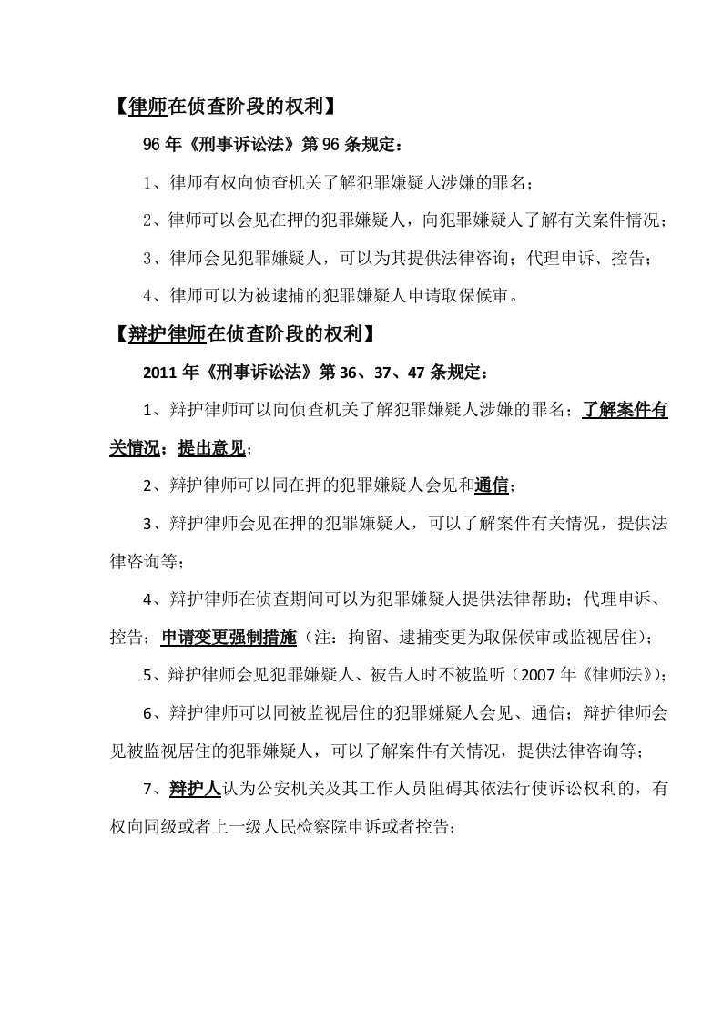 新旧刑诉法关于律师在侦查阶段的权利及会见权（王忠强）