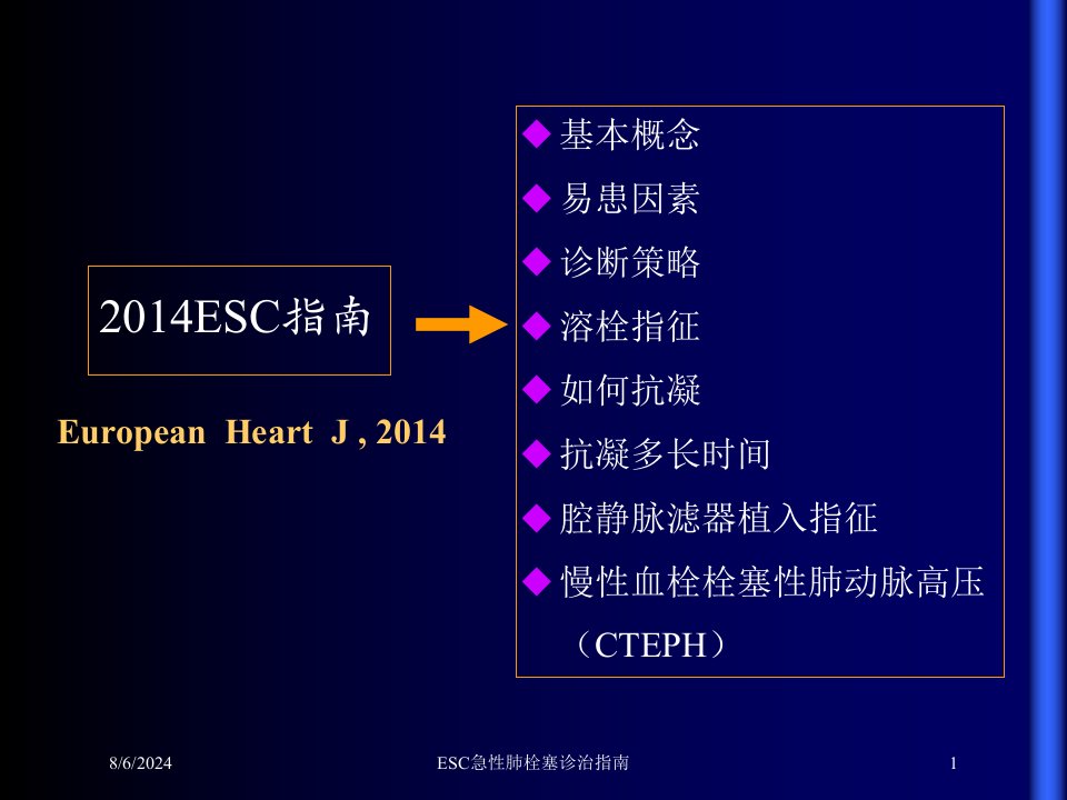 2021年ESC急性肺栓塞诊治指南