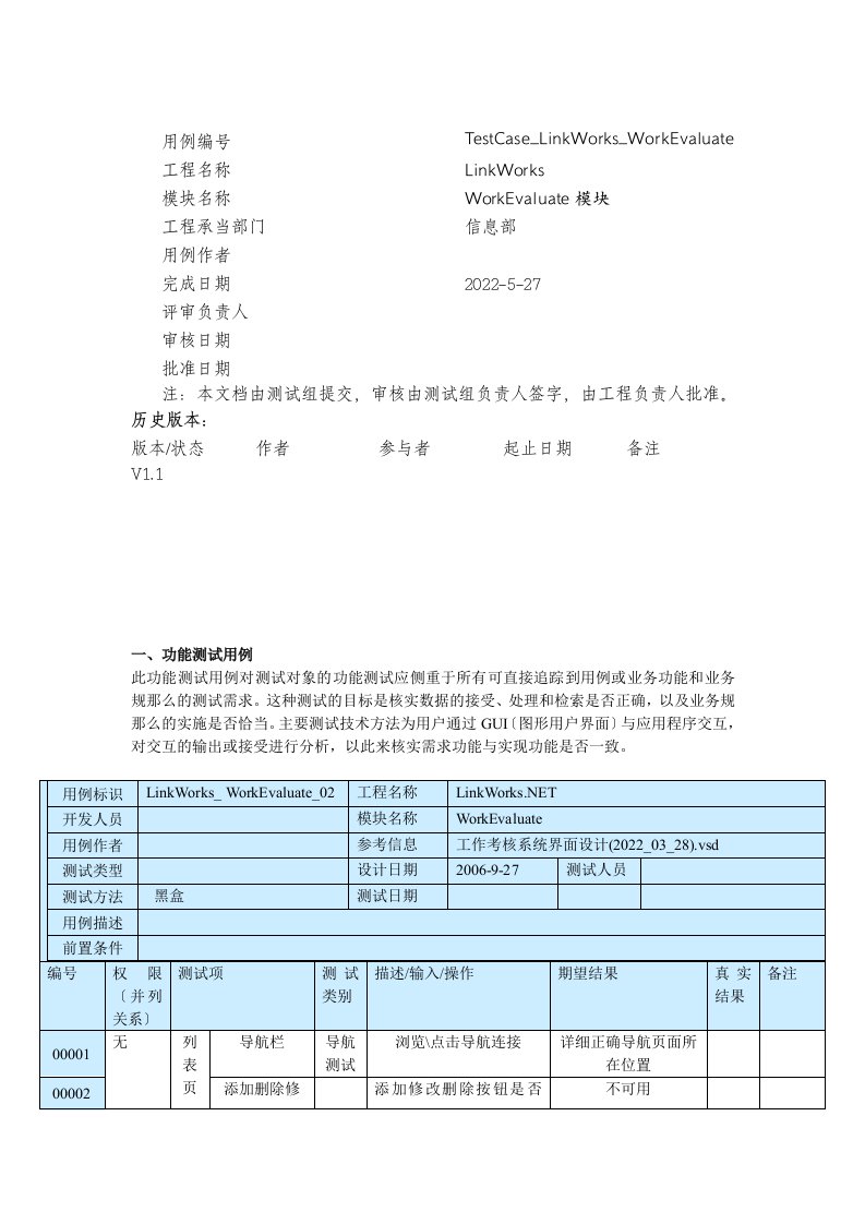 软件测试用例模板