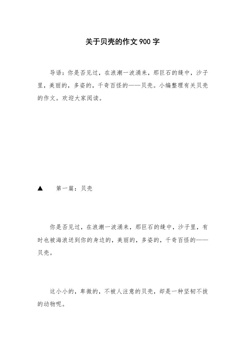 关于贝壳的作文900字