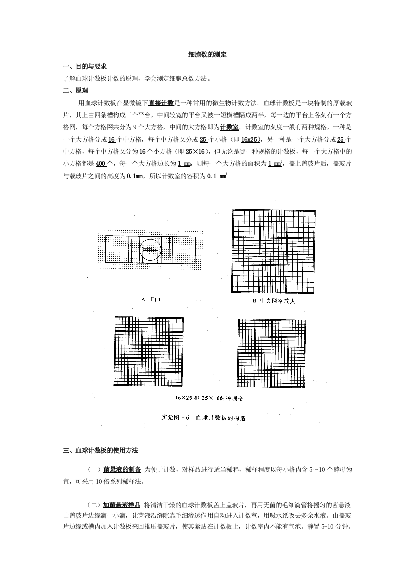 (完整版)细胞数的测定(血球计数板的使用方法)