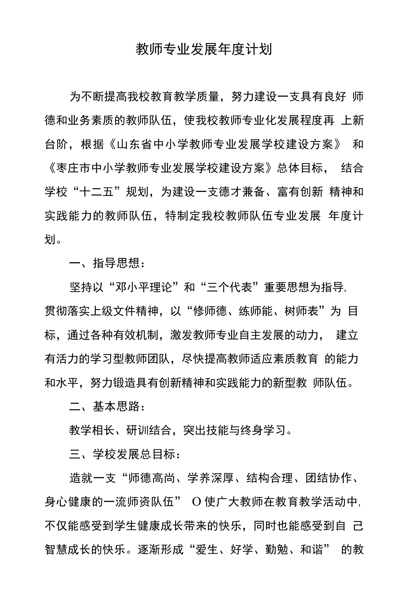 教师专业发展年度计划