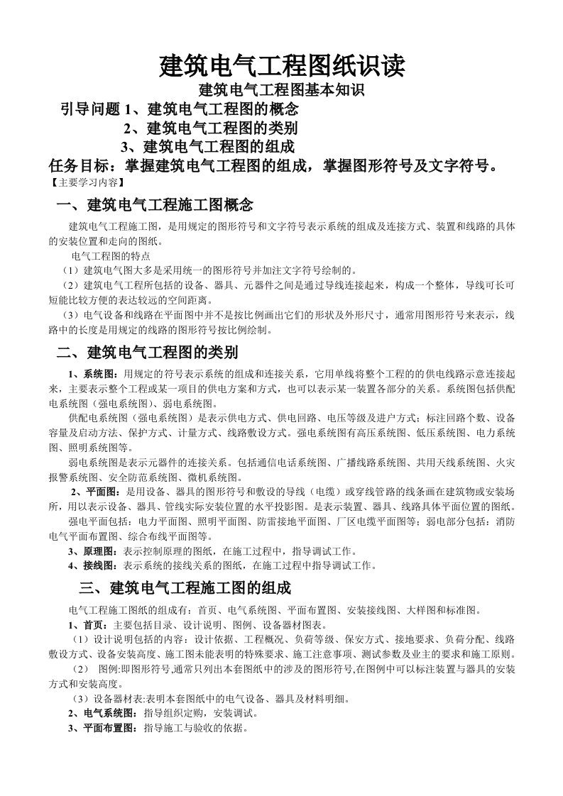 建筑电气工程图纸识读