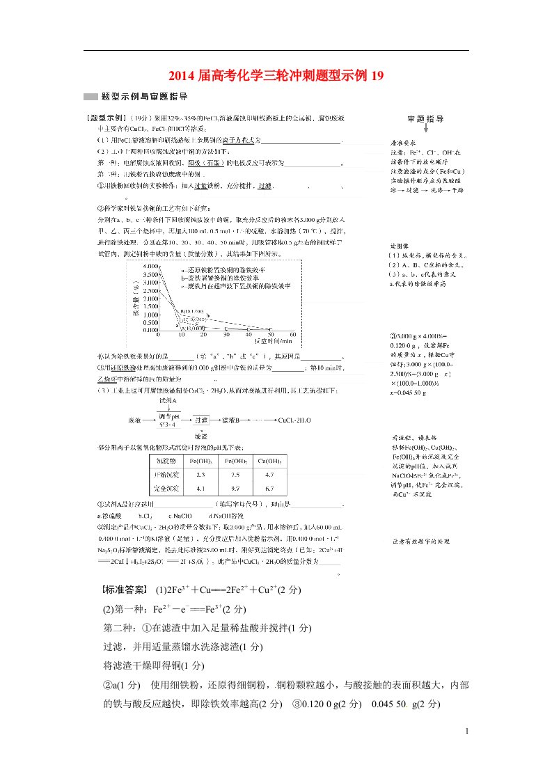 高考化学三轮冲刺题型示例19(1)