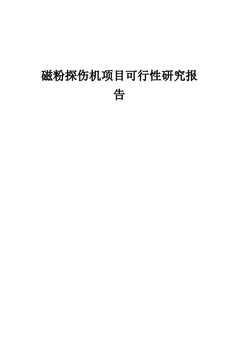 磁粉探伤机项目可行性研究报告