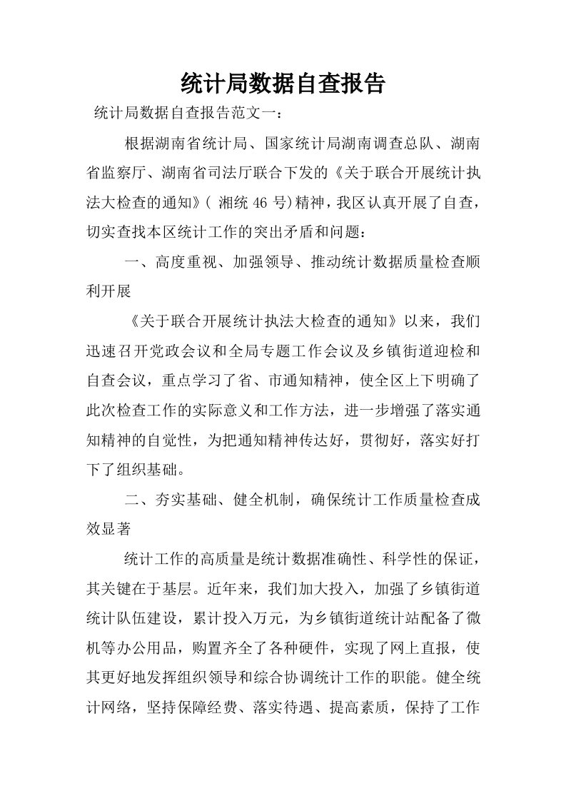 统计局数据自查报告.docx