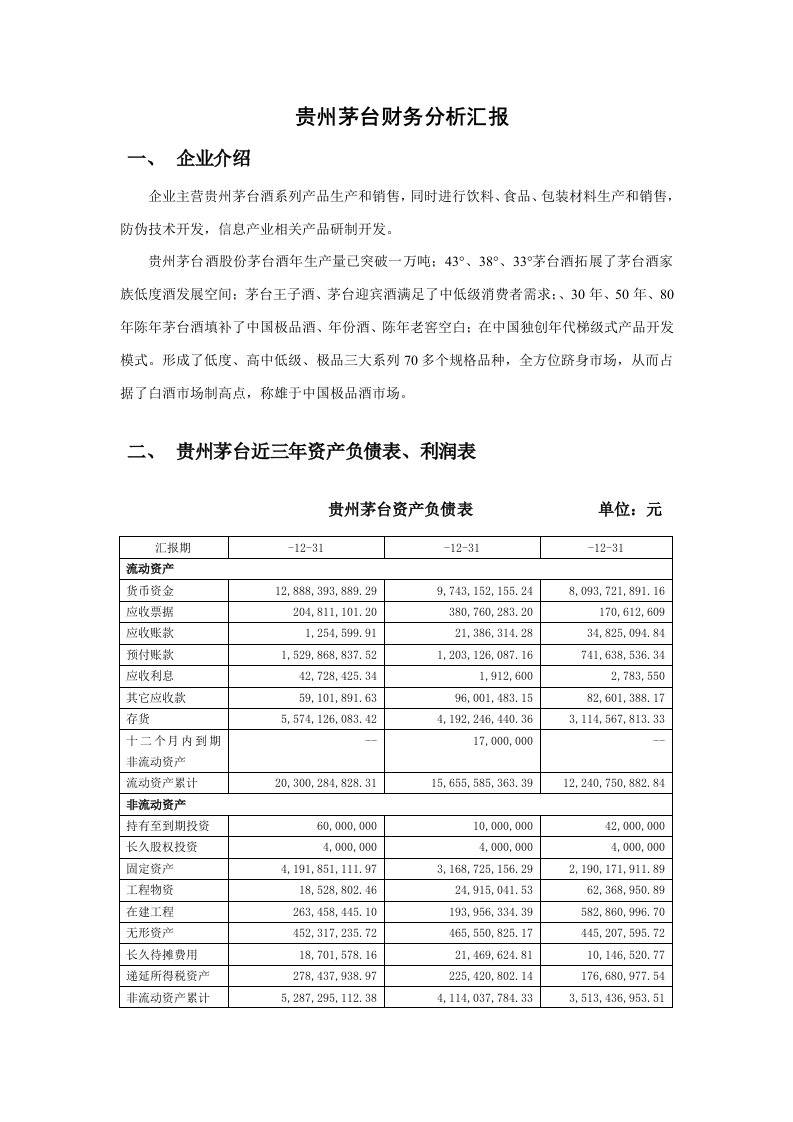 2021年贵州茅台财务分析报告