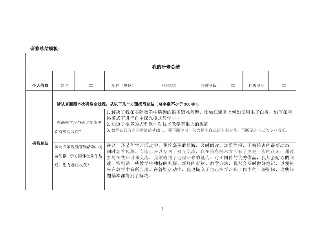 奥鹏研修总结作业